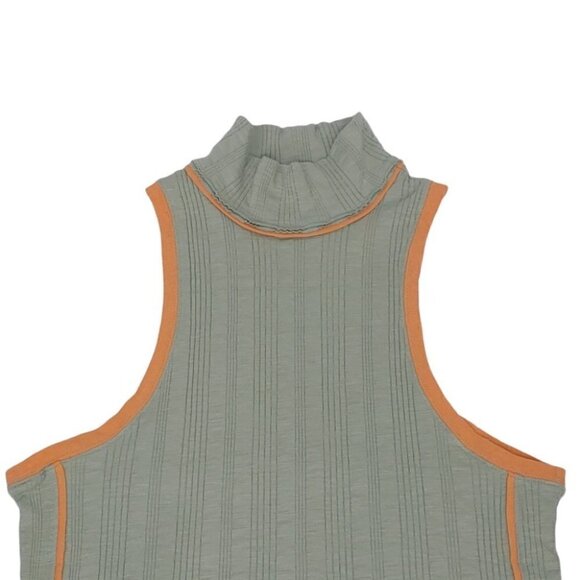 NWOT WE THE FREE Green ribbed sleeveless turtle neck top - Picture 3 of 13